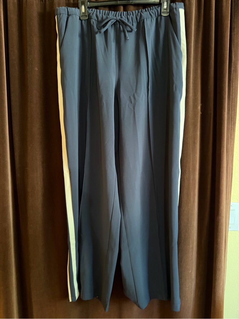 Athleta Navy Pants with White Side Stripes